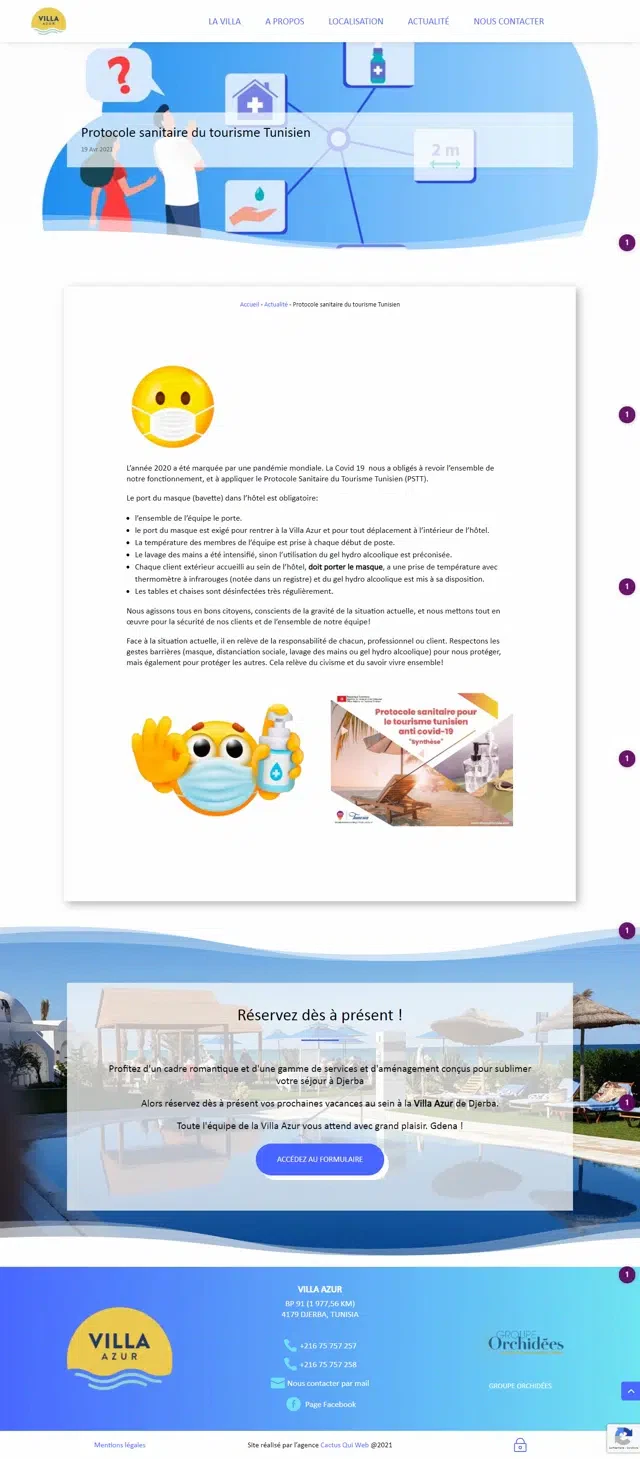 Article protocole sanitaire villa azur djerba640x480