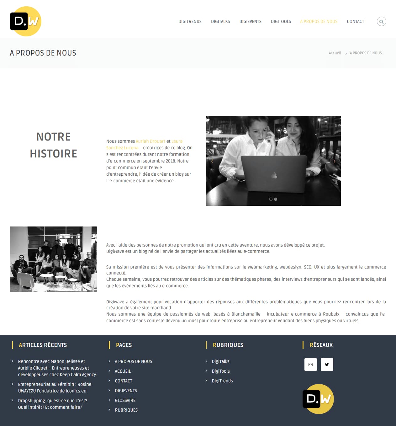 Screenshot digiwave page a propos