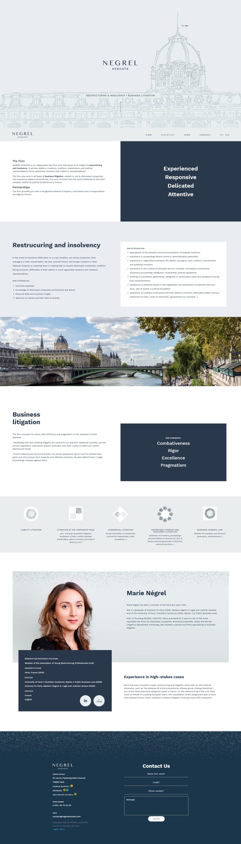 Screenshot Cabinet Negrel Avocats us Paris negrelavocats com