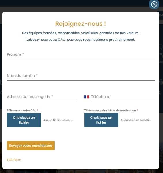 formulaire de contact pop up groupe orchidees
